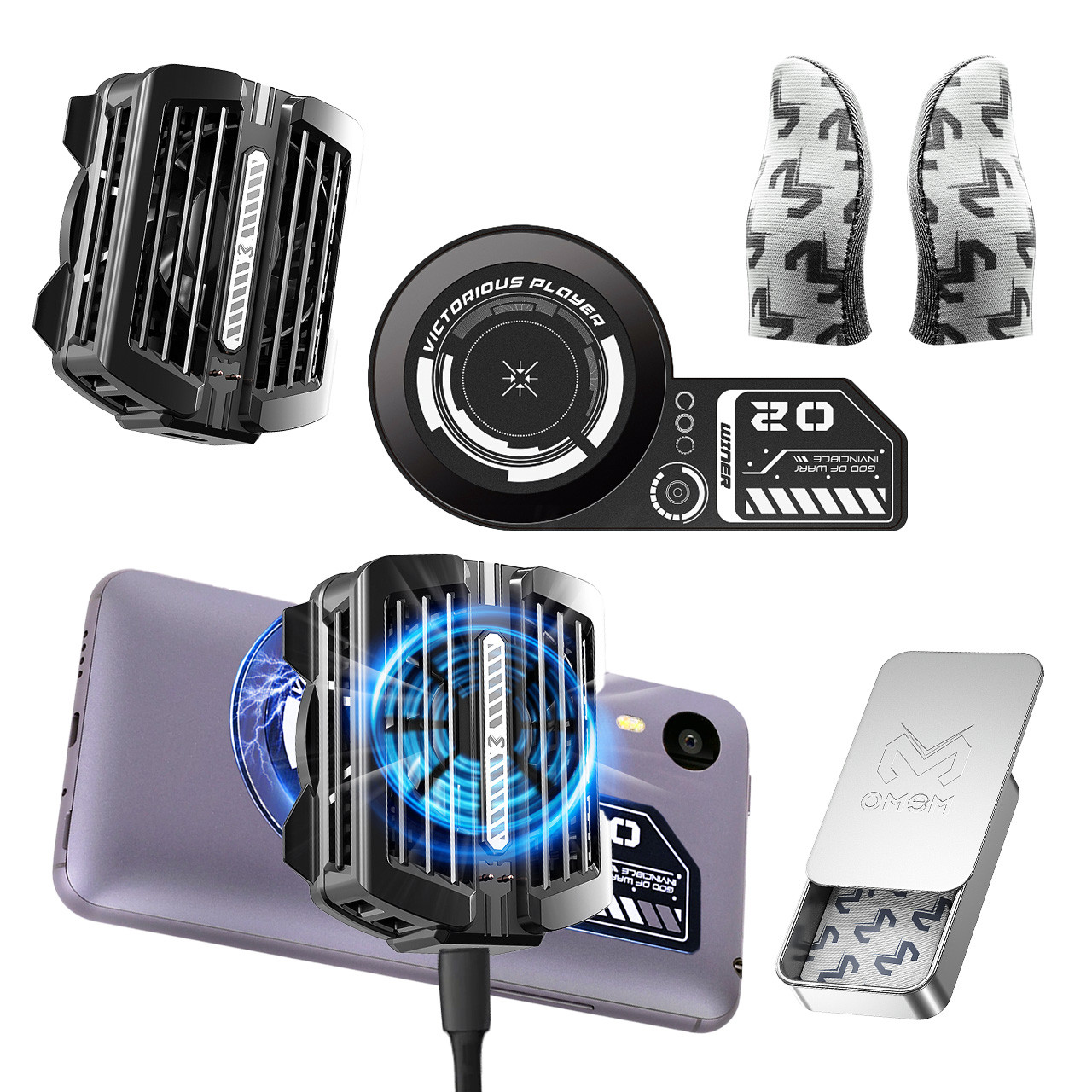 Ігровий комплект MEMO: теплопровідна пластина VC01 + магнітний кулер Пельтьє CX12 + напальчники FS02 телефону, фото 1