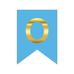 Букви на прапорці для будь яких написів "О" золото на блакитному