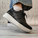 Жіночі бежеві шкіряні кеди на невеликій платформі, фото 3