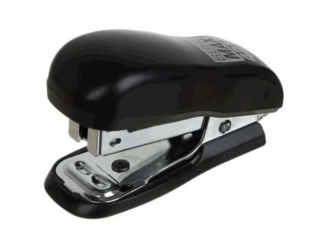 Степлер пластиковий МІНІ, 10 л., (скоби №24; 26), 60x25x35 мм, чорний ТМ BUROMAX, фото 1