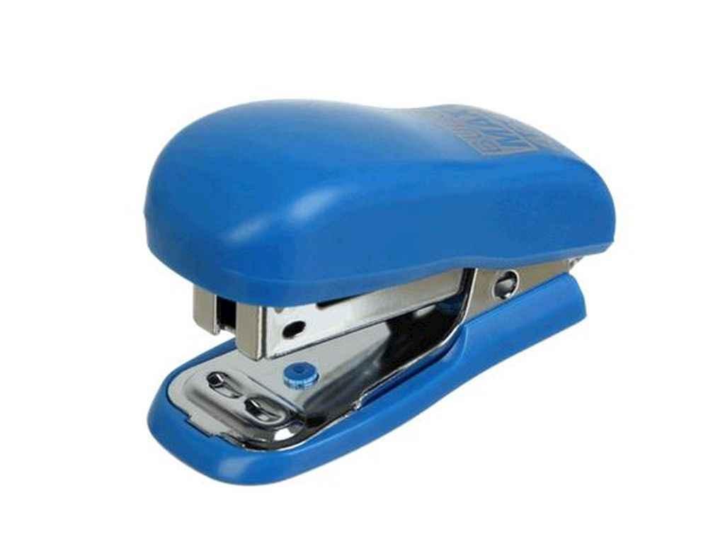 Степлер пластиковий МІНІ, 10 л., (скоби №24; 26), 60x25x35 мм, синій ТМ BUROMAX, фото 1