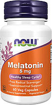 Мелатонін, Melatonin, Now Foods, 5 мг, 60 вегетаріанських капсул