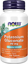 Калій глюконат, Potassium Gluconate, Now Foods, 99 мг, 100 таблеток