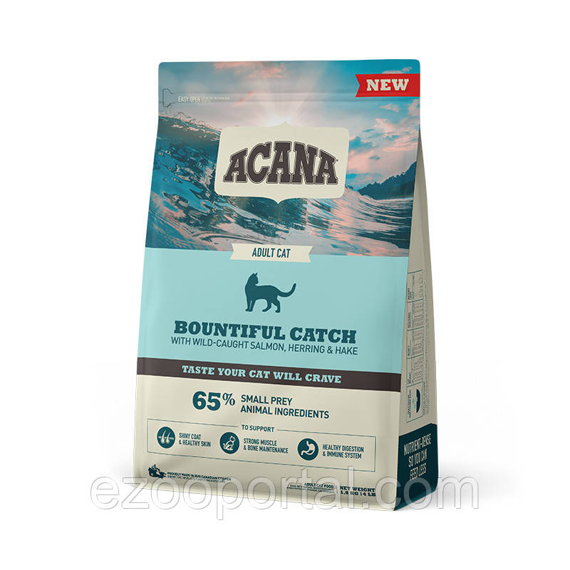 ACANA BOUNTIFUL CATCH CAT 1.8KG корм для котів з лососем, оселедцем, хеком та фореллю
