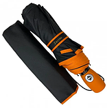 Парасолька жіноча автомат Susino 16301AC 8 спиць (88846-1-E) Чорний з помаранчевою облямівкою, фото 4