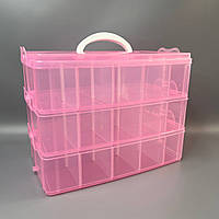 32x24x18,5см Пластиковая тара органайзер для рукоделия - розовый