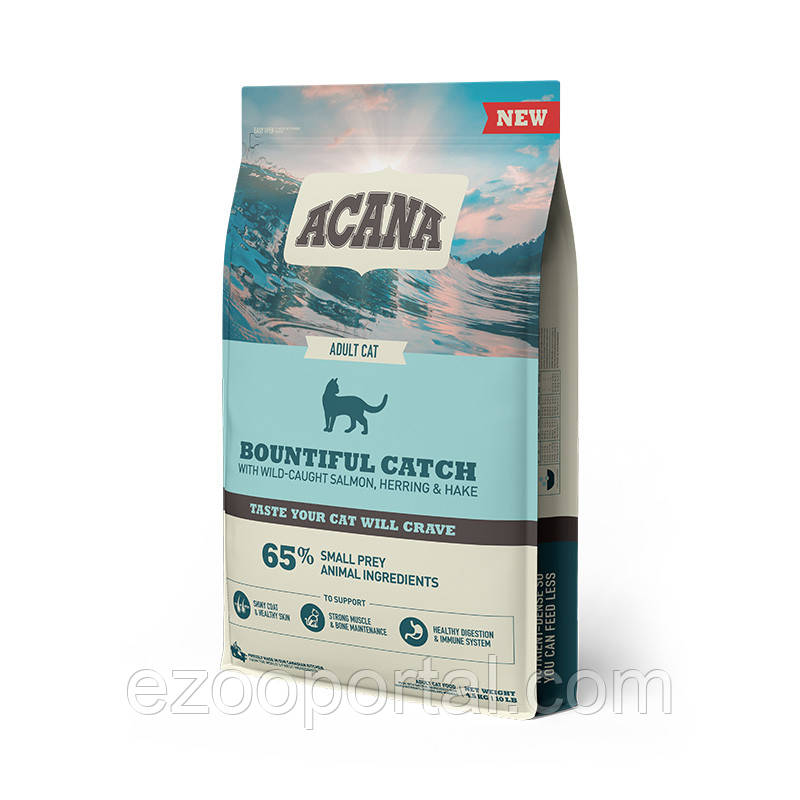 ACANA BOUNTIFUL CATCH CAT 4.5KG корм для котів з лососем, оселедцем, хеком та фореллю