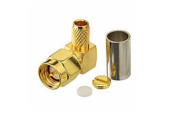 Роз'єми SMA M кутові 90° на кабель RG58 для радіообладнання 50 шт в пакуванні amc