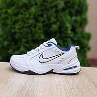 Мужские демисезонные кроссовки Nike Air Monarch (белые с синим) модные повседневные кроссовки 11006 Найк