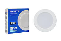 Точковий світильник 9W ІР44 NORTE Downlight 1-NDP-1604 5000K, круглий стельовий світильник вбудований