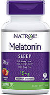 Мелатонин Melatonin Natrol быстрорастворимый вкус клубники 10 мг 30 таблеток