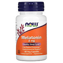 Мелатонін, Melatonin, Now Foods, 3 мг, 60 вегетаріанських капсул