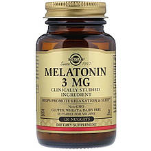 Мелатонін, Melatonin, Solgar, 3 мг, 120  таблеток для розжовування