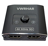 Разветвитель HDMI VWRHar 2.0, двунаправленный переключатель 2 в 1