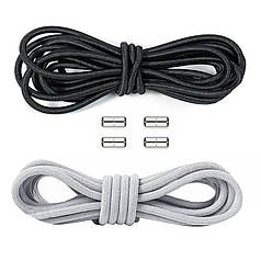 Еластичні шнурки Lesko для взуття з металевими капсульними пряжками