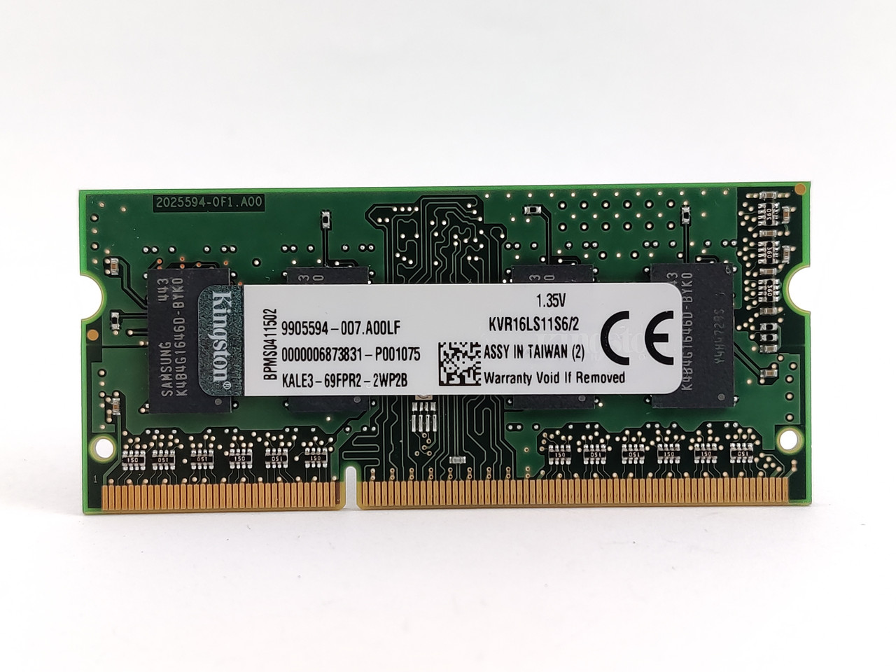 Оперативна пам'ять для ноутбука SODIMM Kingston DDR3L 2Gb 1600MHz PC3L-12800S (KVR16LS11S6/2) Б/В