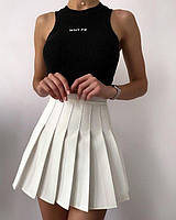 Молодежная стильная базовая черная юбка тенниска с шортами из костюмки