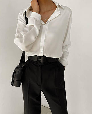 Однотонна жіноча базова сорочка (біла, чорна) софт