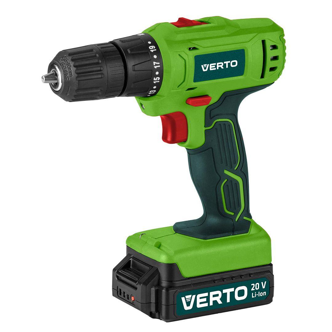Дриль-шуруповерт акумуляторний 20В, Li-Ion 1.5Aч Verto 50G290, фото 1