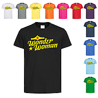 Черная детская футболка С надписью Wonder Woman (12-1-6-2)