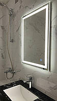 Прямоугольное зеркало с «фронтальной» LED подсветкой 80*60 см в ванную, гостиную