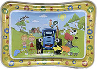 Развивающий детский водяной коврик для малышей "Синий трактор" 69х50х8 см