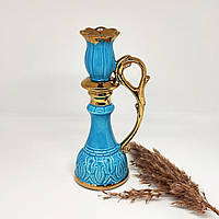 Настольний керамічний підсвічник блакитний