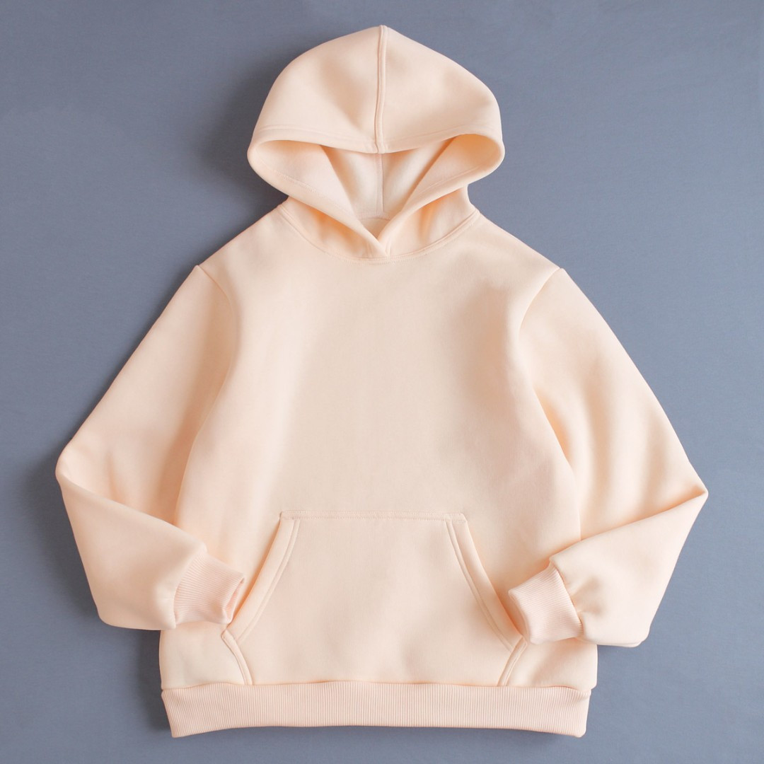 Тепле жіноче худі на флісі персикового кольору, фото 1