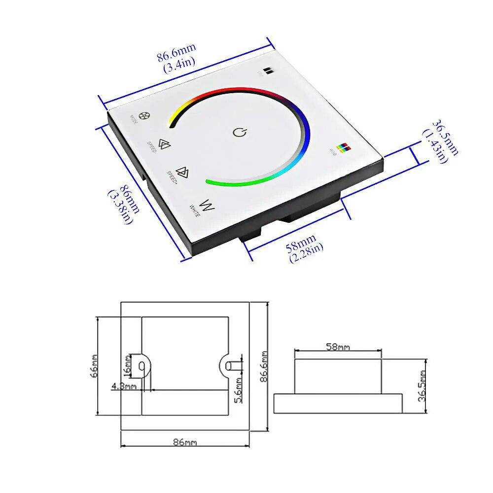 Стационарный сенсорный RGBW контроллер LEDTech Touch Panel TM04 12-24v 16а 192вт для светодиодной ленты - фото 3 - id-p2096296826