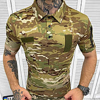 Мужская футболка поло военная Coolpass, потоотводная приталелнная тактическая футболка мультикам для ВСУ