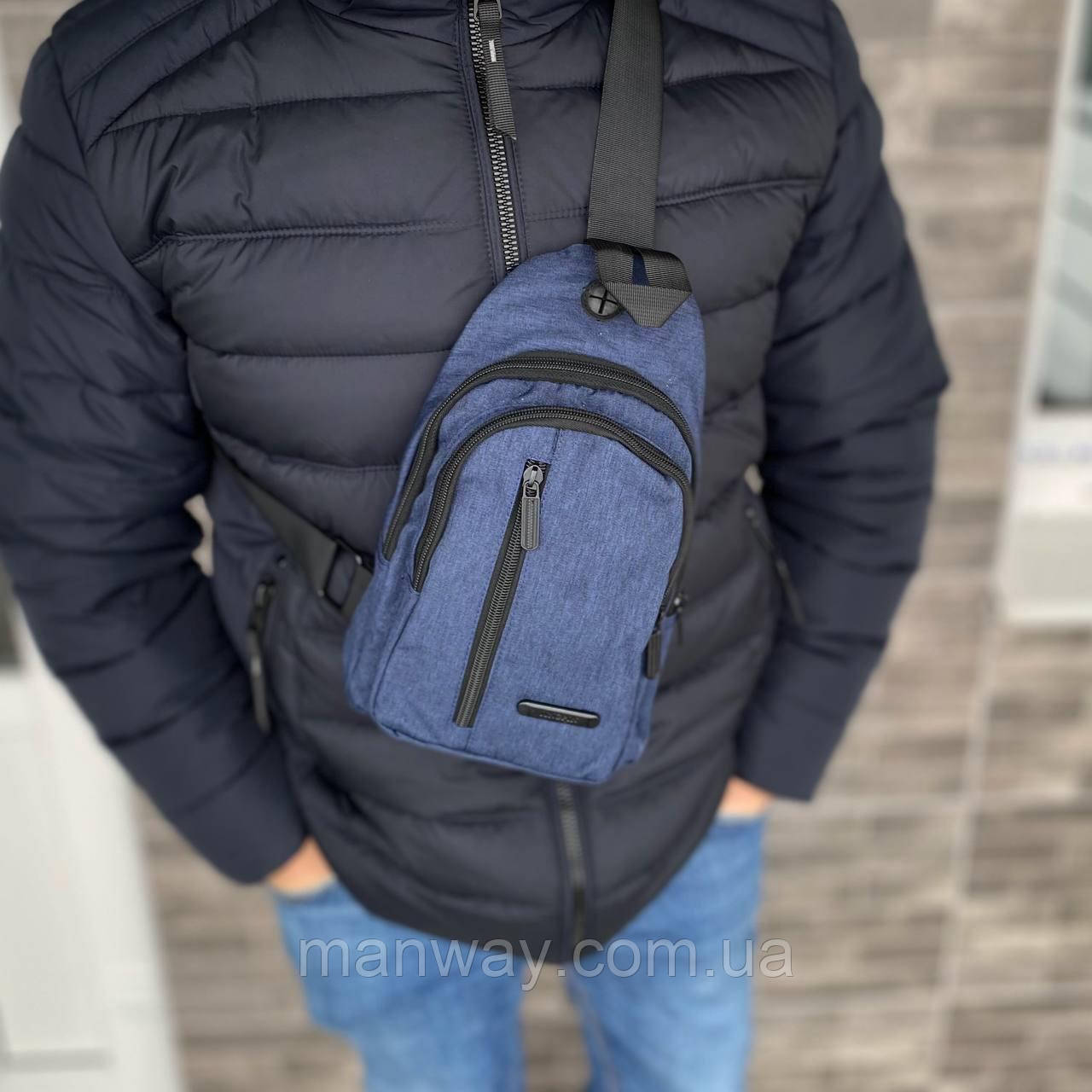 Чоловіча нагрудна сумка слінг у синьому кольорі Street blue