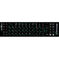 Наклейка на клавиатуру Grand-X 68 keys Cyrillic green, Latin white (GXDPGW)