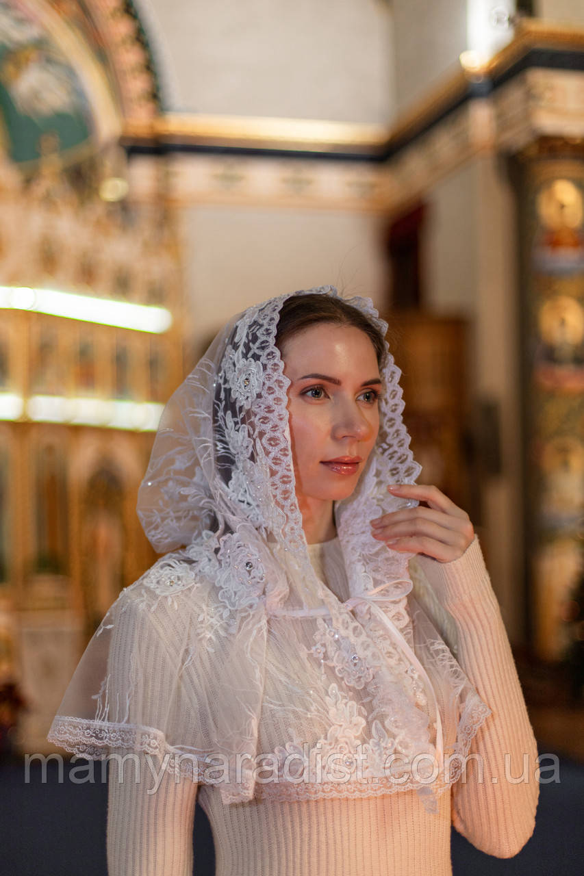 Палантин у церкву на хрещення, вінчання, хустинка у цер