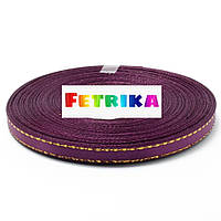 Стрічка атласна вишнева з золотим люрексом 0,6 см