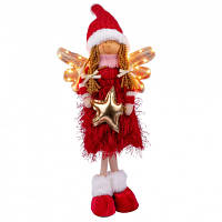 Новогодняя фигурка Novogod`ko Девочка Ангел в красном, 58 см, LED крылышки. (974640)