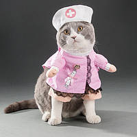 Костюм для тварин Медсестра RESTEQ, размер L. Костюм медсестри для кішки. Костюми для собак