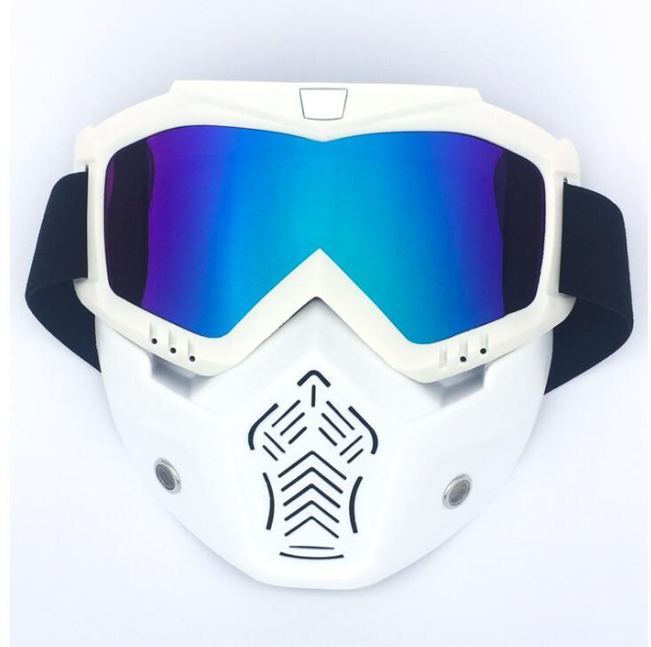 Мотоциклетна маска-трансформер RESTEQ Окуляри, лижна маска, для катання на велосипеді чи квадроциклі, біла