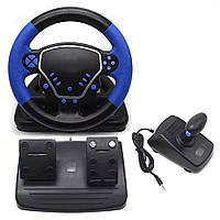 Проводной игровой руль RIAS Steering Wheel 4в1 с педалями и коробкой передач Black-Blue (3_04451)