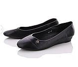 Балетки туфлі жіночі чорні на танкетці екошкіряні 40, фото 4