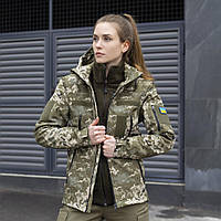 Тактична жіноча камуфляжна куртка піксель, Демісезонний жіночий військовий одяг