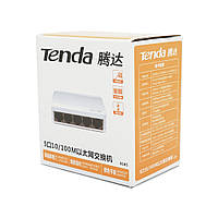 Коммутатор Tenda S105 5 портов Ethernet 10/100 Мбит/сек, + переходник, BOX Q120 b