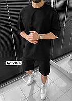 Мужской летний костюм футболка шорты (черный) красивая кэжуал одежда для парня SALE!! А2105 (0605) M