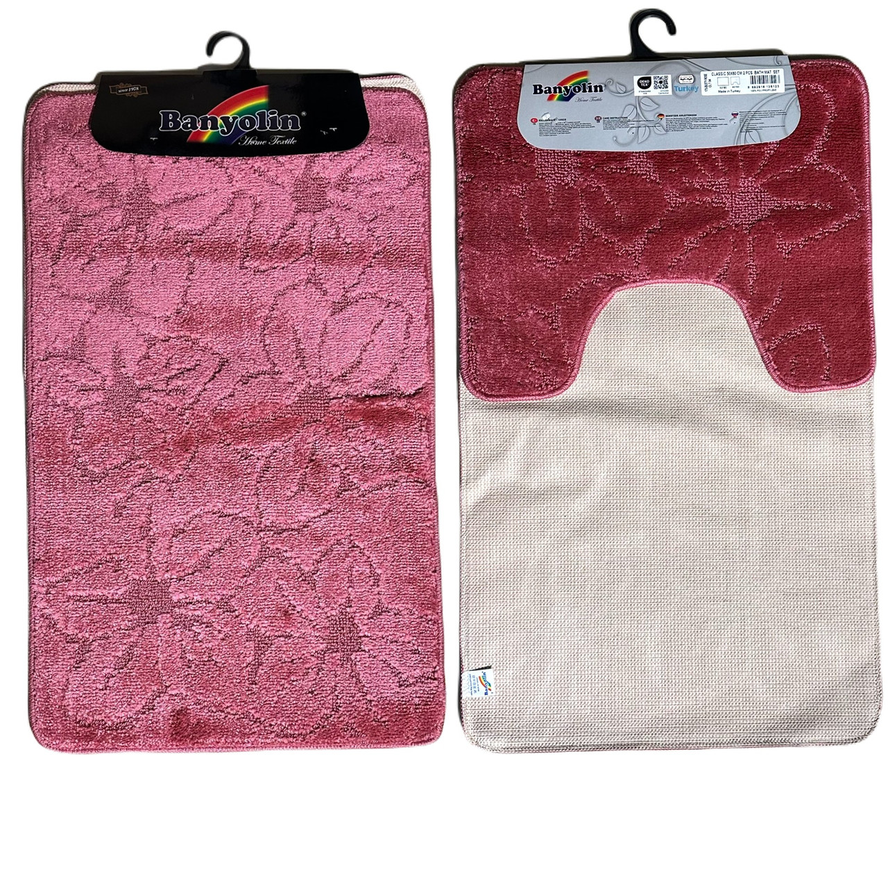 Набір рожевих килимків для ванної та туалетної кімнати CLASSIC 50*80/40*50 см DUSTY ROSE 175 Banyolin