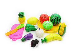 Набір розрізні овочі та фрукти 2018А на липучці 14 предметів у сумці