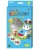 Набір вітражних фарб Glass Deco "Машина" 6кол. по 10,5мл + трафарети Amos