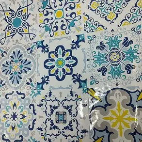 Самоклейна кухонна плівка для поверхонь східний орнамент жовто-синій 0,60 М*2М 3, фото 3