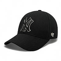 Кепка Бейсболка NY "47" - черный лого с белой обводкой M 54-58 \ L 59-62