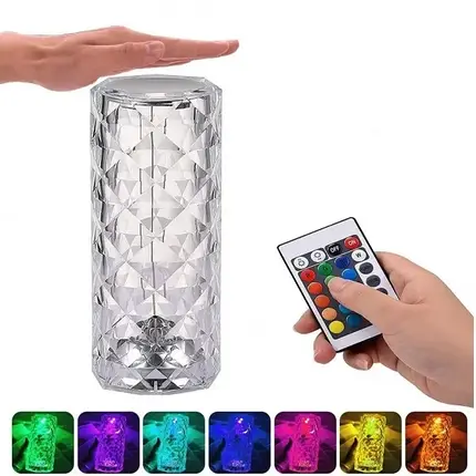 Кришталева настільна лампа 16 кольорів RGB- візерунок, фото 1
