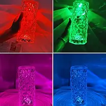 Кришталева настільна лампа 16 кольорів RGB- візерунок, фото 6