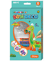 Набір вітражних фарб Glass Deco "Діно" 6кол. по 10,5мл + трафарети Amos